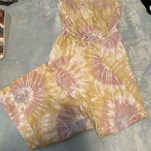 Tie Dye Strapless Jumpsuit